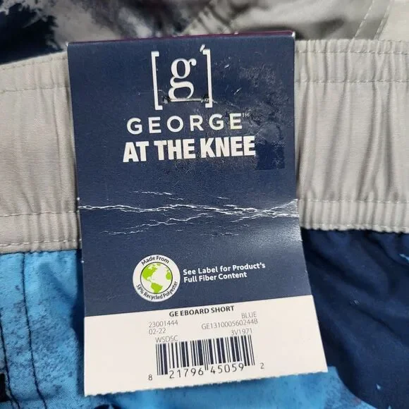 George At The Knee Men's 2XL Blue Board Swim Trunks Shorts UPF 50+ Stretch‎ - Picture 4 of 11